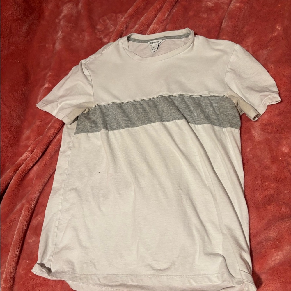 Calvin Klein White and Gray Short Sleeve Tee